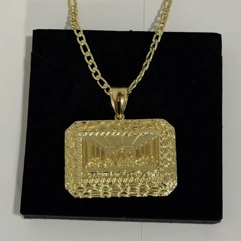 14k Gold Plated with Detailed The Last Supper Pendant 24” Inch Necklace Chain Fashion Custom Jewelry