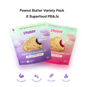 Chubby Snacks PB&J Peanut Butter Pack - 8 Superfood PB&Js with 9g of Protein and 3g of Sugar