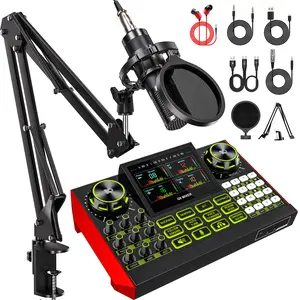 Tenlamp G9-P15 (Cantilever) Live Mixer Sound Card Set, Mixer Device with Voice Changer, 2-Level Noise Reduction, Singing and Video Makers,Outdoorfun