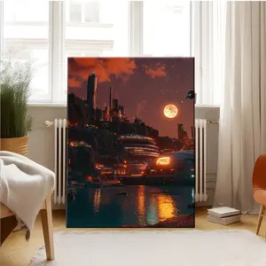 Doomsday Dome City Pattern Framed Painting, 1 Piece Creative Canvas Wall Art, Modern Home Living Room Bedroom Study Decoration