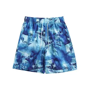 Men's Tropical Graffiti Print Graphic Beach Board Shorts - Casual Fabric, Drawstring Closure, Knee Above Cut, Multi-Size for Stylish Beach Outings