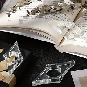 4pcs/set Clear Acrylic Thumb Book Supporter - Book Page Expander Bookmark, Thumb Bookmark Reading Accessory