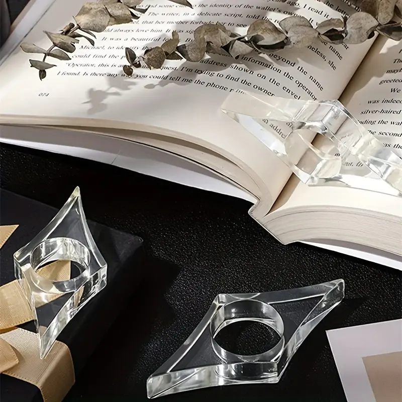 4pcs/set Clear Acrylic Thumb Book Supporter - Book Page Expander Bookmark, Thumb Bookmark Reading Accessory