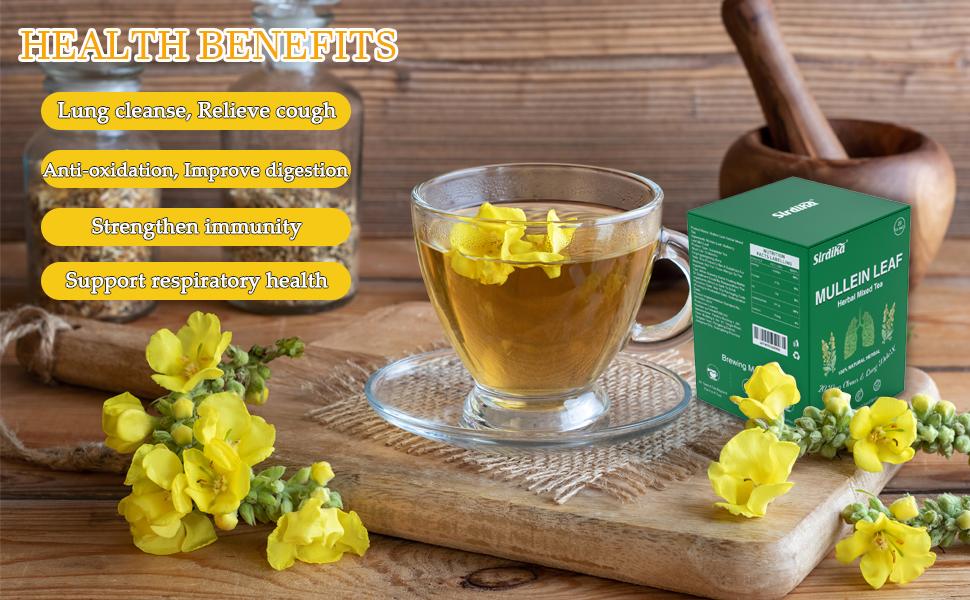 Mullein Tea Bags - Lung Clearing, Herbal Tea, Caffeine Free, 20 Bags Natural Blend of Herbal Ingredients