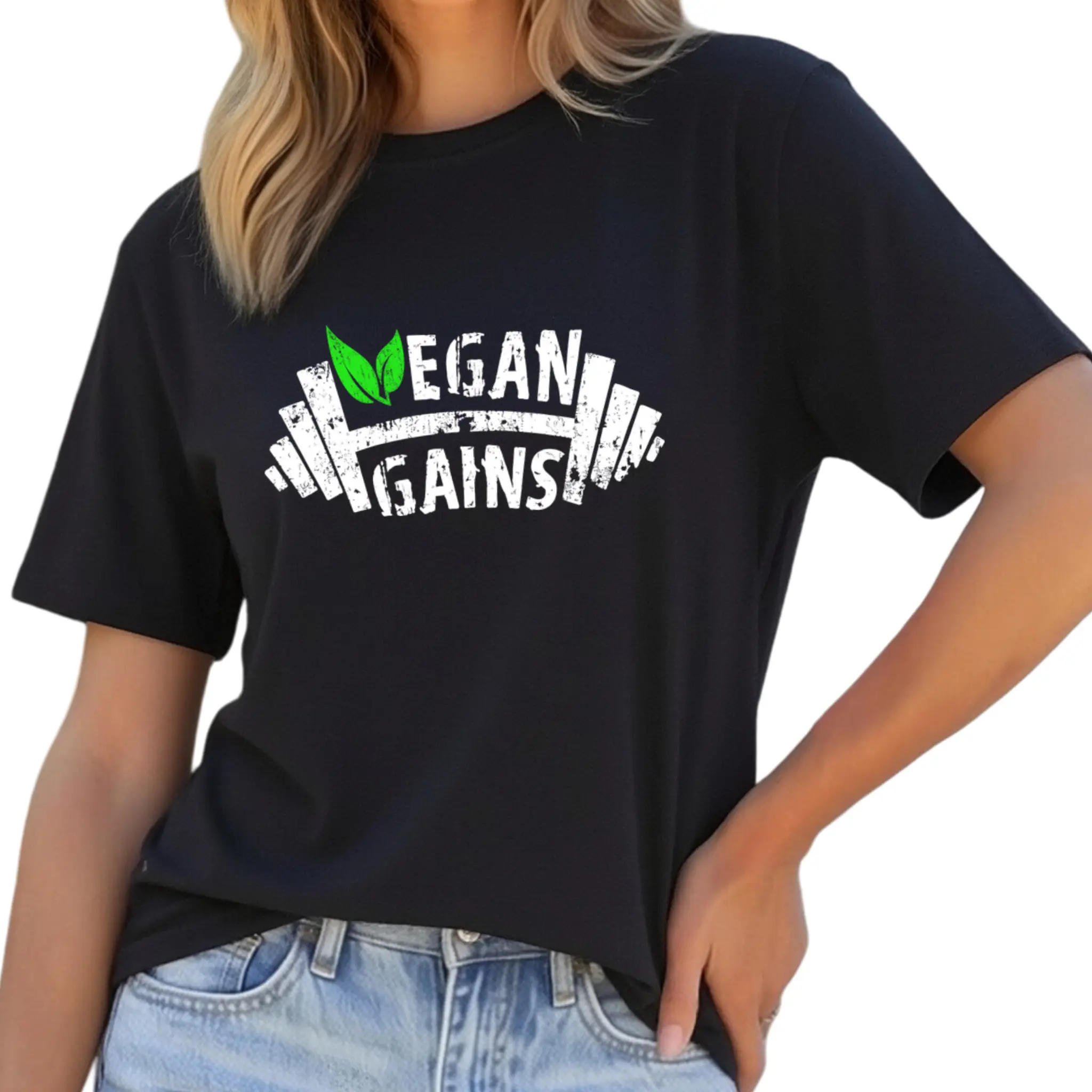 T-Shirt Funny Vegan Graphic Tee Heavy Duty Weightlifting Design Soft Breathable Shirt for Men Women Sizes Ideal Vegan Gift Crew Neck Short Sleeved Top Suitable for All Seasons Casual And Versatile Cotton Printed