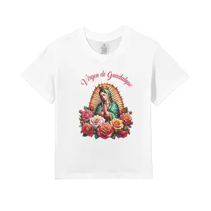 Virgin Mary & Jesus Themed Fun Print T-Shirt — A casual, loose-fitting, short-sleeve crewneck top. Machine washable and suitable for all seasons, featuring a durable, long-lasting print; makes for an excellent holiday gift.