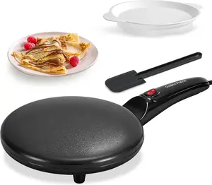 8" Crepe Pan Nonstick Crepe Maker with Batter Spreader & Dipping Tray, 800W Quick Heat-Up & Auto Temperature Control for Perfect Pancakes, PFOA & BPA Free, Easy Clean Portable Griddle