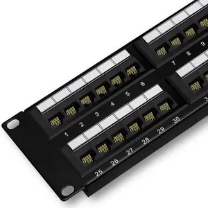Patch Panel 48 Port Cat6 10G Support, Network Patch Panel UTP 19-Inch, Wallmount or Rackmount 1U Ethernet Patch Panel Punch Down Block for Cat6, Cat5e, Cat5 Cabling