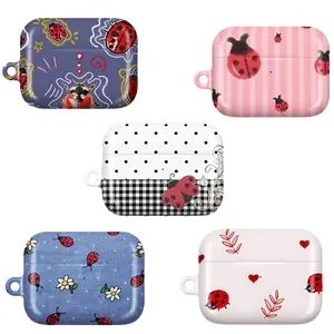 Cute Ladybug AirPods Case – Floral Bug Aesthetic Protective Cover, Red Beetle Polka Dot Pattern for all Airpod Gen 1 2 3 4 and Airpod Pro 1 2 3