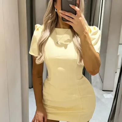 women plus size cocktail dresses Women Plus Size Short Sleeve Bridal Shower Wedding Cocktail Dress   JeHouze.US