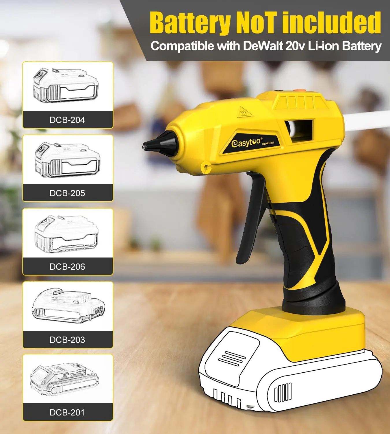 18V Cordless Hot Glue Gun (Bare Tool Only, Battery Not Included) - Quick Flow, 0.44 lbs Lightweight, Easy Portability, 20pcs Free Glue Sticks, for Car Body Repairs, DIY Projects, 20 Glue Sticks Free