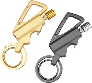2 Pack Permanent Keychain Lighter, Metal Infinity Lighter, Forever Lighters with Bottle Opener, Waterproof, EDC Emergency Matchstick, Survival Flint Fire Starter (Fuel Not Included)