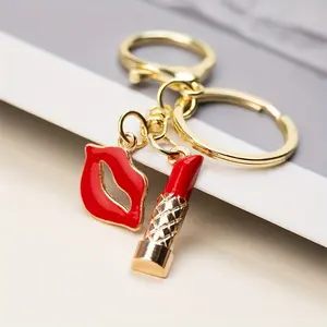 Creative Lipstick Lip Casual Keychain for Bags Suitable for Bag Charms and Car Key Rings