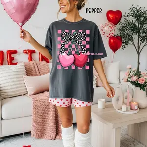 Checkered heart cherries shirt | valentine shirt