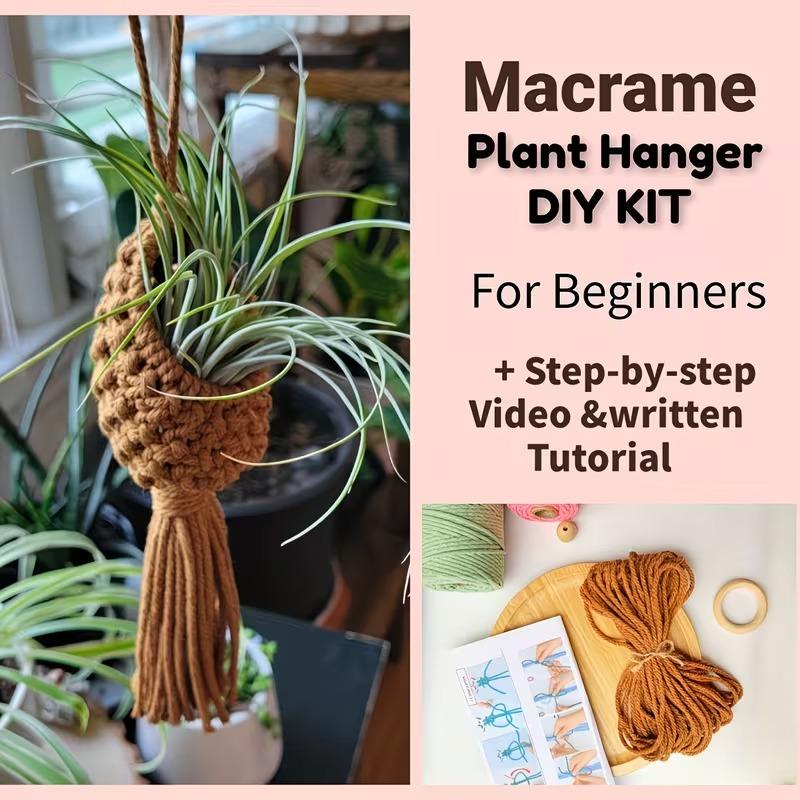 A Complete Beginner'S Knitting Kit for Making a Flower Pot Net Bag, Featuring a Knitting Set with Step-By-Step Instructions. It'S Ideal for Home Decor And Makes a Perfect Holiday Gift for Family