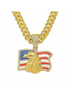 American Flag Eagle Rhinestone Pendant Fashion Jewelry Alloy Necklace