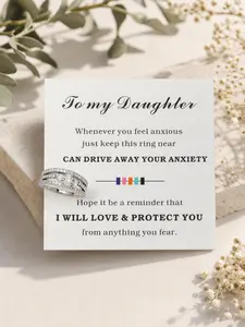 To My Daughter Fidget Ring Anti Anxiety Ring With Beads Spinner For Girls Gift Adjustable Rings