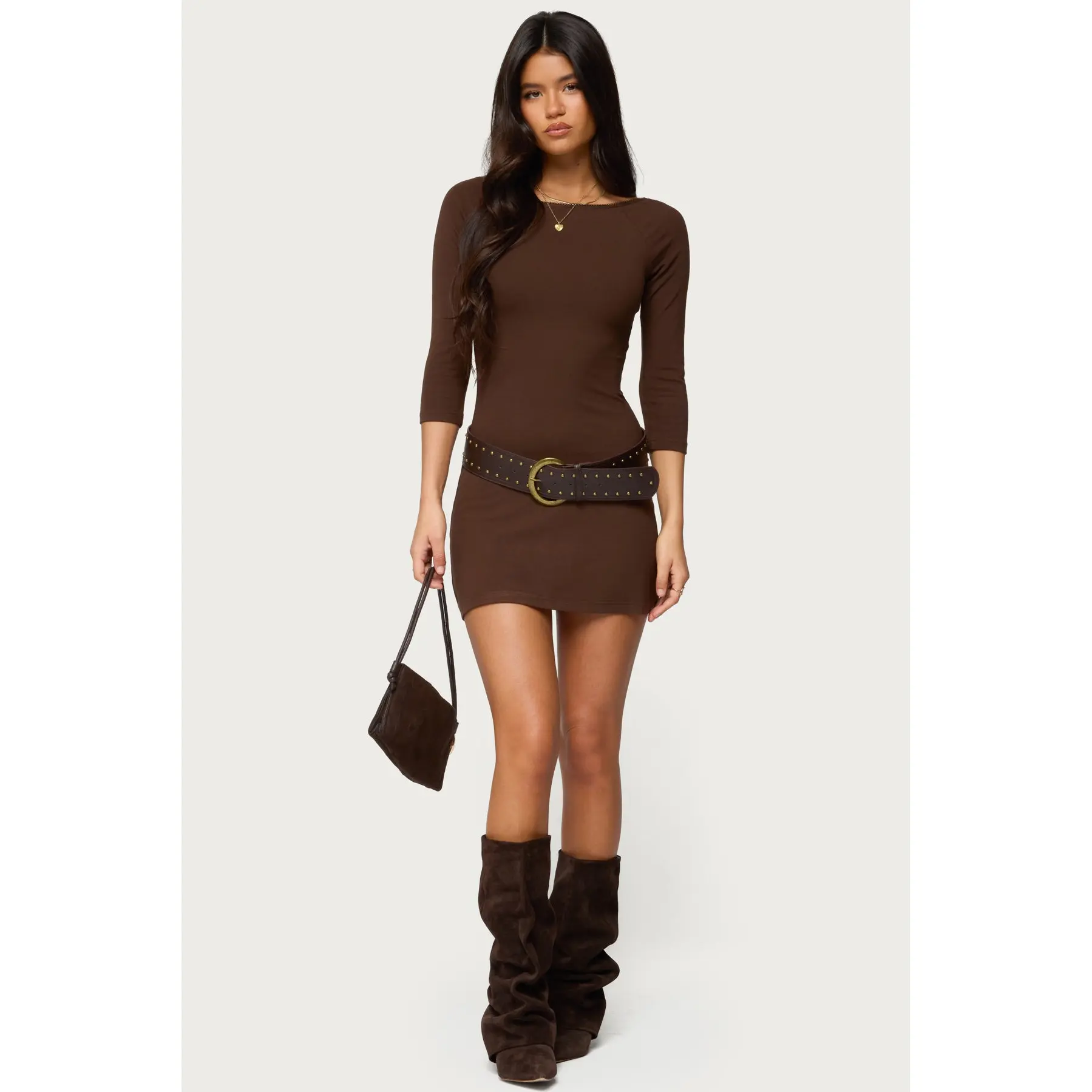 Jadey Boat Neck Mini Dress Jadey Boat Neck Mini Dress