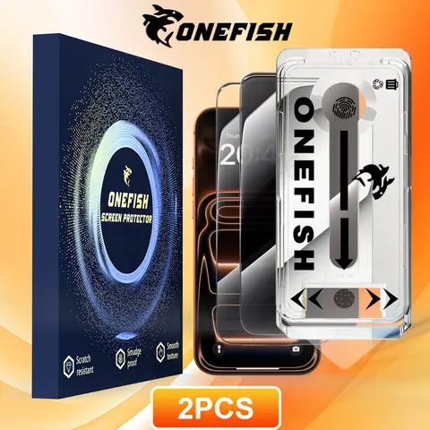 ONEFISH 2-Pack Universal Cellphone Screen Protector - Dust-Reduced, Electroplating Anti-Fingerprint Layer, Privacy Mode, Scratch-Resistant, Ultra-Smooth Touch for iPhone, Samsung Devices, Phone Cover Compatible Screen Protectors