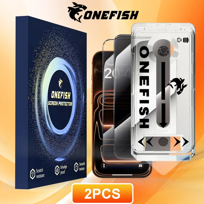 ONEFISH 2-Pack Universal Cellphone Screen Protector - Dust-Reduced, Electroplating Anti-Fingerprint Layer, Privacy Mode, Scratch-Resistant, Ultra-Smooth Touch for iPhone, Samsung Devices, Phone Cover Compatible Screen Protectors