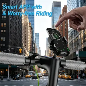 A Foldable Electric Scooter for Adults 8.5/10/14" Solid Tires 350W/500W Up to 24 Miles Long Range Safe Dual Braking & App Control