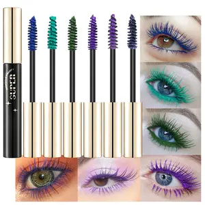 Colored Colorful Waterproof Mascara for Eyelashes Set,Blue White Black Brown Purple Long lasting Charming Voluminous Cruelty Free Vegan Eye Makeup (A-6Pcs 02#&03#&04#&08#&09#&11# Blue&Green&Purple, A) springtok