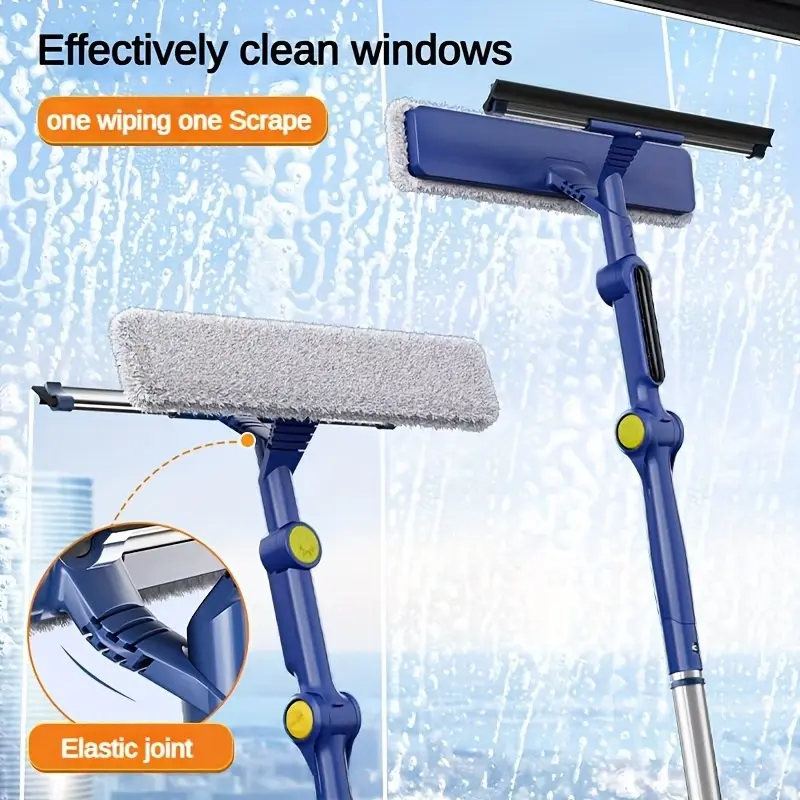 [2-in-1 Glass Cleaning Kit] The 2-in-1 Extendable and Rotatable Glass Cleaning Kit, an Essential Cleaning Tool for High Window Glass, Easy to Clean Both Inside and Outside Windows, Easy to Grip Handle, and a Multifunctional Tool for Window Cleaning