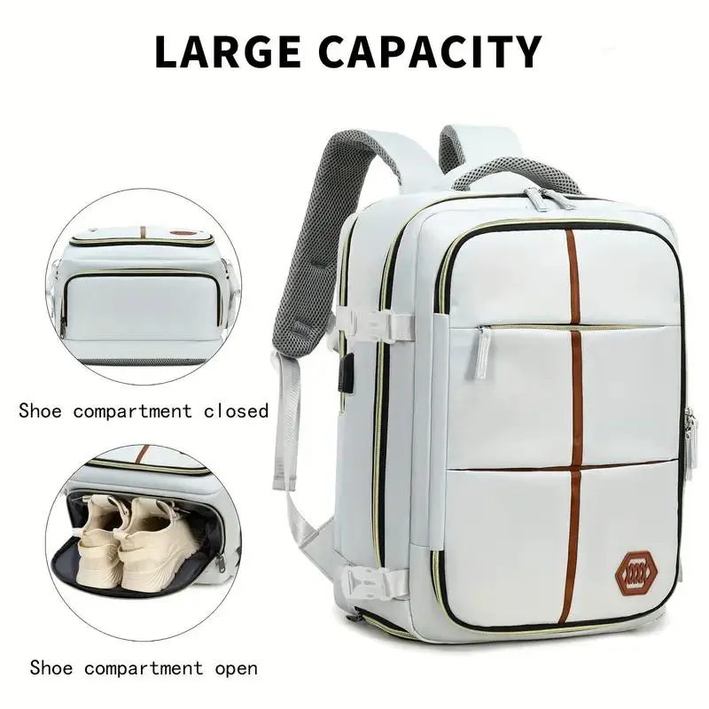 Men's Solid Colors Backpack Style Travel Bag - Multi-Compartment, Comfortable and Sturdy, with Laptop Storage, Large Capacity for Work, Airport Use, Everyday Carry, Backpack Style Travel Bags, Oxford Fabric, Kiss Lock, Bags For Everyday
