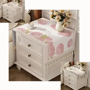 American Style Bedside Cabinet Cover Cloth, Luxury Home Use, Universal Dustproof Top Cover for Washing Machine, Elegant, Decor and Practical
