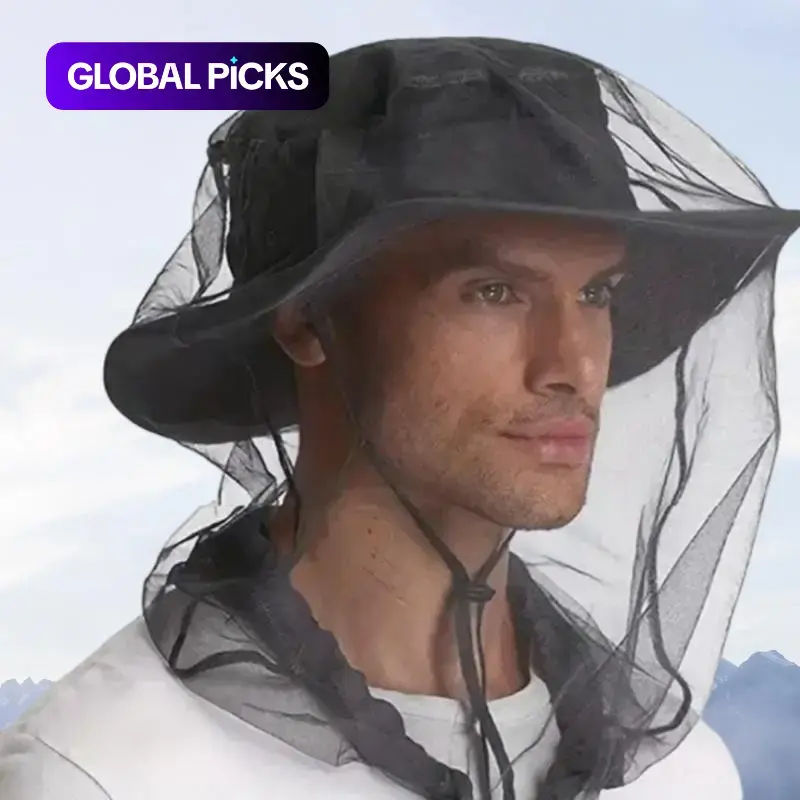 Travel Mosquito Net Hat for Outdoor Use, Insect-Repellent Camping Hat, Fishing Accessory for Mosquito Protection #GLOBAL PICKS