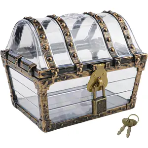 Treasure Case with Lock Transparent Jewelry Storage Box Mini Container Box for Children