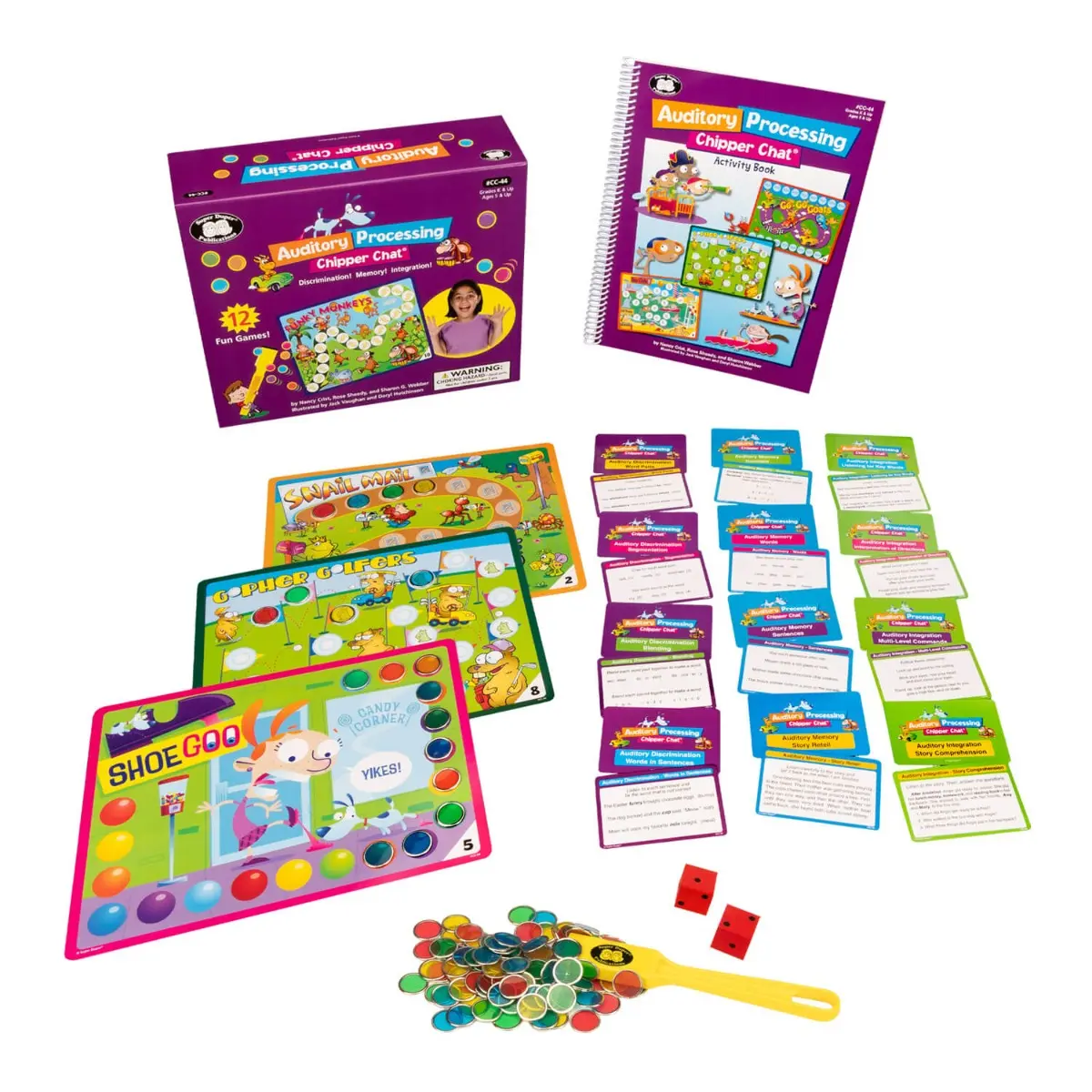 Auditory Processing Chipper Chat Magnetic Speech Therapy Game for Kids | Auditory Memory, Discrimination & Language Comprehension Activities | 60 Game Boards, 288 Cards, 97-Page Activity Book | SLP & Special Education Resource