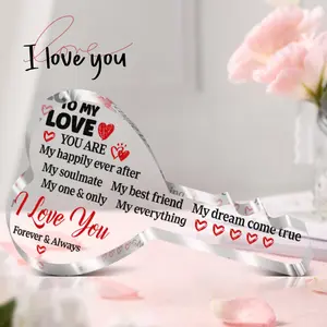1pc Valentine's Day Wedding with Red Heart Love You Forever Romantic Anniversary Acrylic Decor Sign Decorative To Lover Plaque Home Living Room Table Party Decorations Supplies Art Craft Ornament Acrylic Photo Plaque-No Electricity