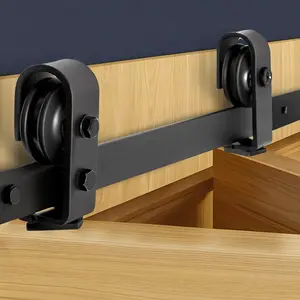 fathersdaygift VEVOR Bi-Folding Sliding Barn Door Hardware Track Kit, 52 Top Mount Track Kit, Slide Smoothly Quietly, Heavy Duty, Easy to Install, Suitable for Two 24 Closet Pantry Laundry Doors (Not Included)