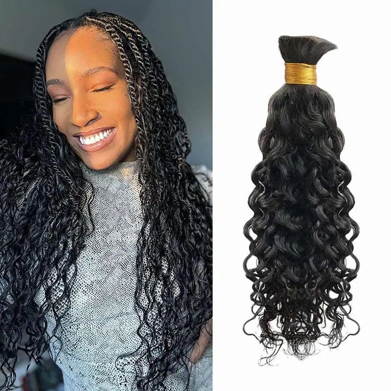 QVR 1 Pack Human Bulk Hair Extensions for Boho Knotless Braiding