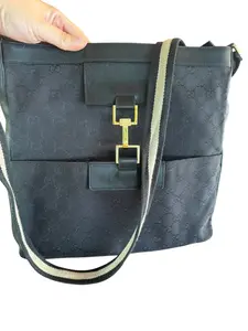 Pre-owned GUCCI Canvas Crossbody Black Guccissima Jackie Shoulder Bag