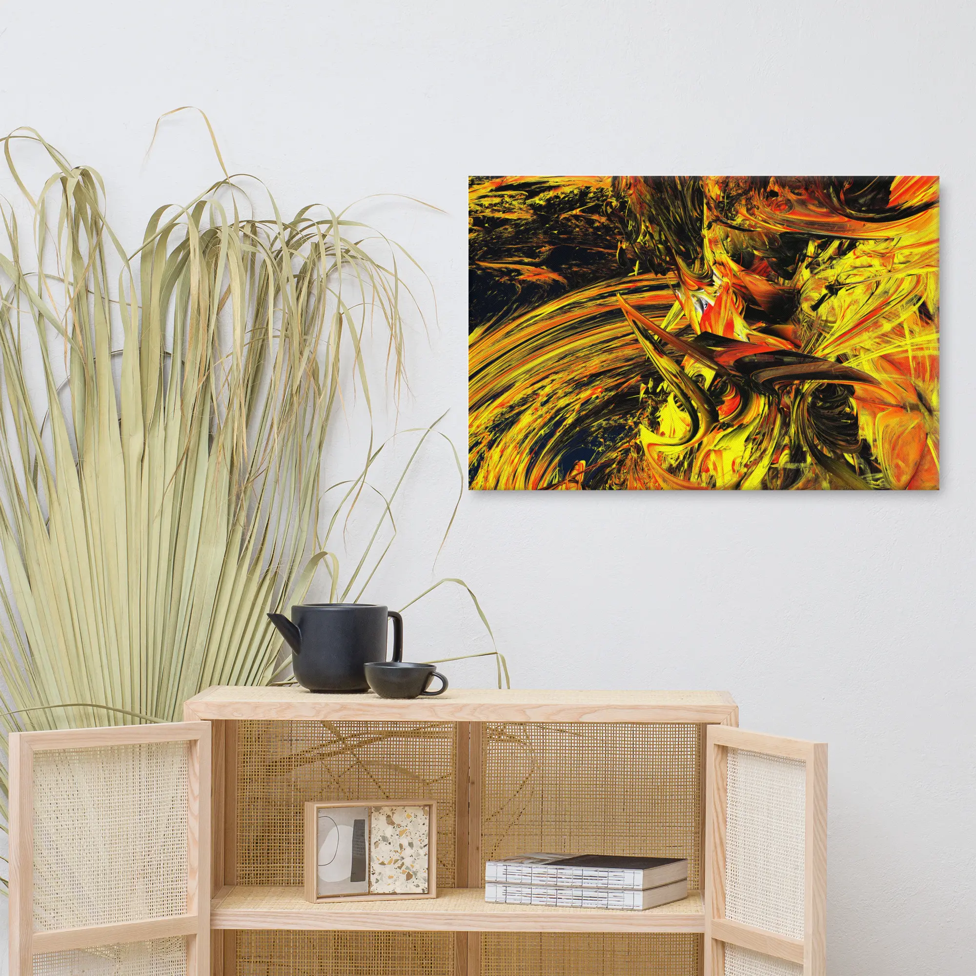 Abstract Math Art Fractal Canvas: Flames 36x24 Canvas Decor Poster Decor Poster