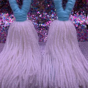 Loop Yarn Handmade Earrings - Colorful Yarn Design with Green, Yellow, Purple & Pink Accents