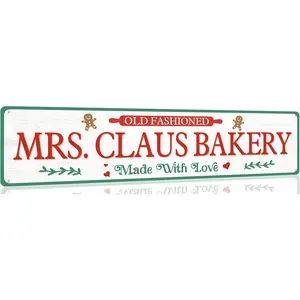 Metal Sign Old Fashioned Mrs Claus Bakery Tin Sign Funny Christmas Metal Signs Vintage Santa Print Art Poster Wall Decor For Kitchen Patio Yard Office Cafe Bar 4x16 Inches