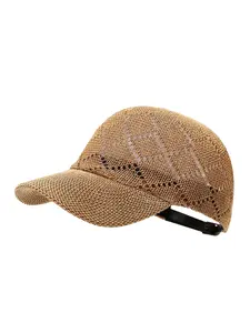 New Summer Paper Straw Baseball Hat for Women, Breathable Adjustable Sunshade Cap, Fashionable Solid Color Duckbill Shape Hat