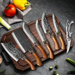 7PCS Stainless Steel Kitchen Knives Boning Knife Fruit Knife Sharp Unique Knives Kitchen Items Multipurpose Knife Kitchen Convenience Kitchen Scissor Anti-stick Ergonomic Handle Professional Chef Knife Exceptional User Experience Family Gift
