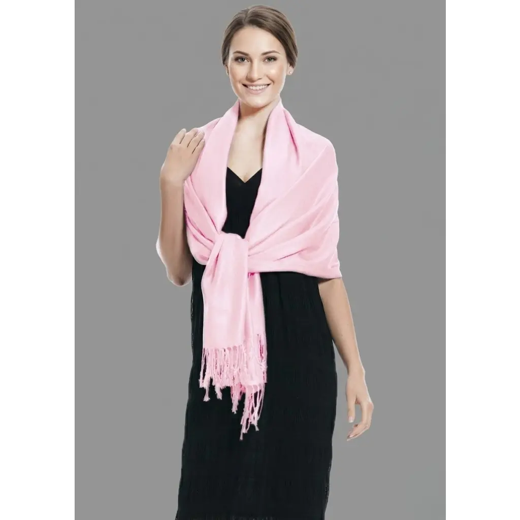 Baby Pink Pashmina Shawl - Breathable Elegant Wrap for Casual Wear or Travel