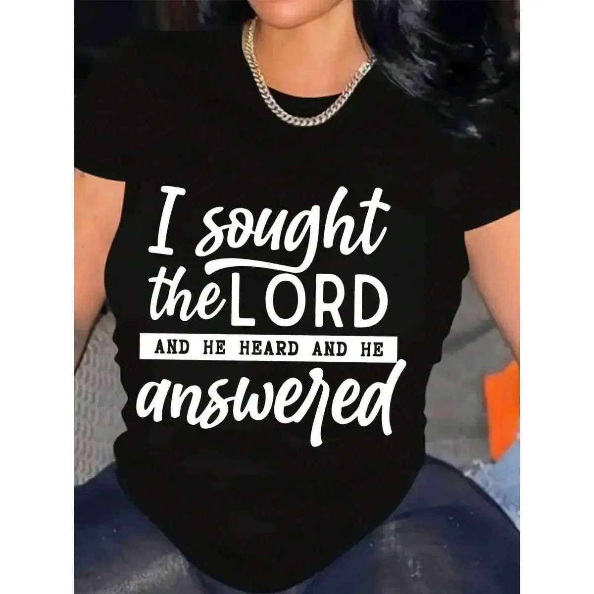 Men's 100% Soft Cotton 'I Sought The Lord' Graphic Print Christian T-Shirt, All Seasons Athletic Crew Neck Short Sleeve Fitness Exercise Casual Basic Menswear Tee (Multi-Size)