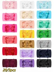 20pcs/3pcs Large Bow Hair Bands, High Elastic Soft Hair Accessories, Cute Bath and Daily Wear, Perfect for, Stylish and Comfortable, Hair Bows