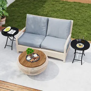COSTWAY - 18 Inch Folding Side Table Patio Round Compact Coffee Table-Black