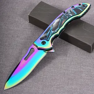 Tactical Iridescent Folding Pocket Knife, Essential Outdoor Survival EDC Tool