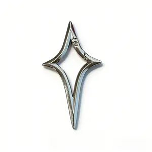 Zinc Alloy Carabiner Cross Star Metal Keychain Press Opening Spring Buckle Bag Pendant