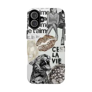 C’est La Vie Collage Phone Case – Leopard, Pearl, Disco Ball & Retro Editorial Style – Fashion Grunge Aesthetic – Fits iPhone 7, 8, SE (2020/2022), X, XR, XS, XS Max, 11, 12, 13, 14, 15, 16 (Plus, Pro, Pro Max) & Samsung Compatible with Samsung Galaxy S25