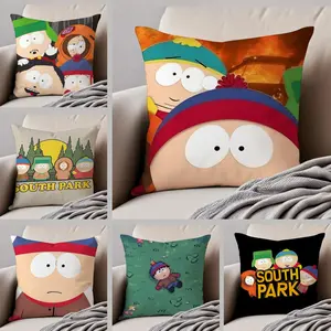 South Park anime satire funny adult Pillow Case Anti-dustmite Pillowcase Sofa Cushion Cover with Invisible Zipper Silky Short Plush Polyester Microfiber Fabric White Available in Different Sizes for Home Bed Use