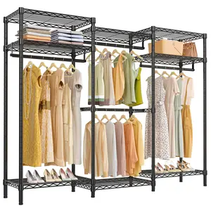 VIPEK V5i Closet Organizer Heavy Duty Freestanding Closet Rack with 8 Adjustable Shelves & 4 Hanging Rods, Portable Wardrobe for Hanging Clothes Hangable